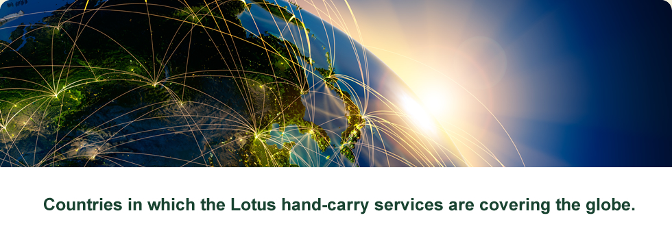 Countries in which the Lotus hand-carry services are covering the globe.
